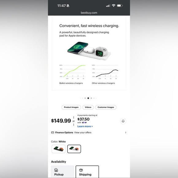 Belkin MagSafe 3-in-1 Wireless Charging Pad — White — Excellent Condition - Picture 2 of 4